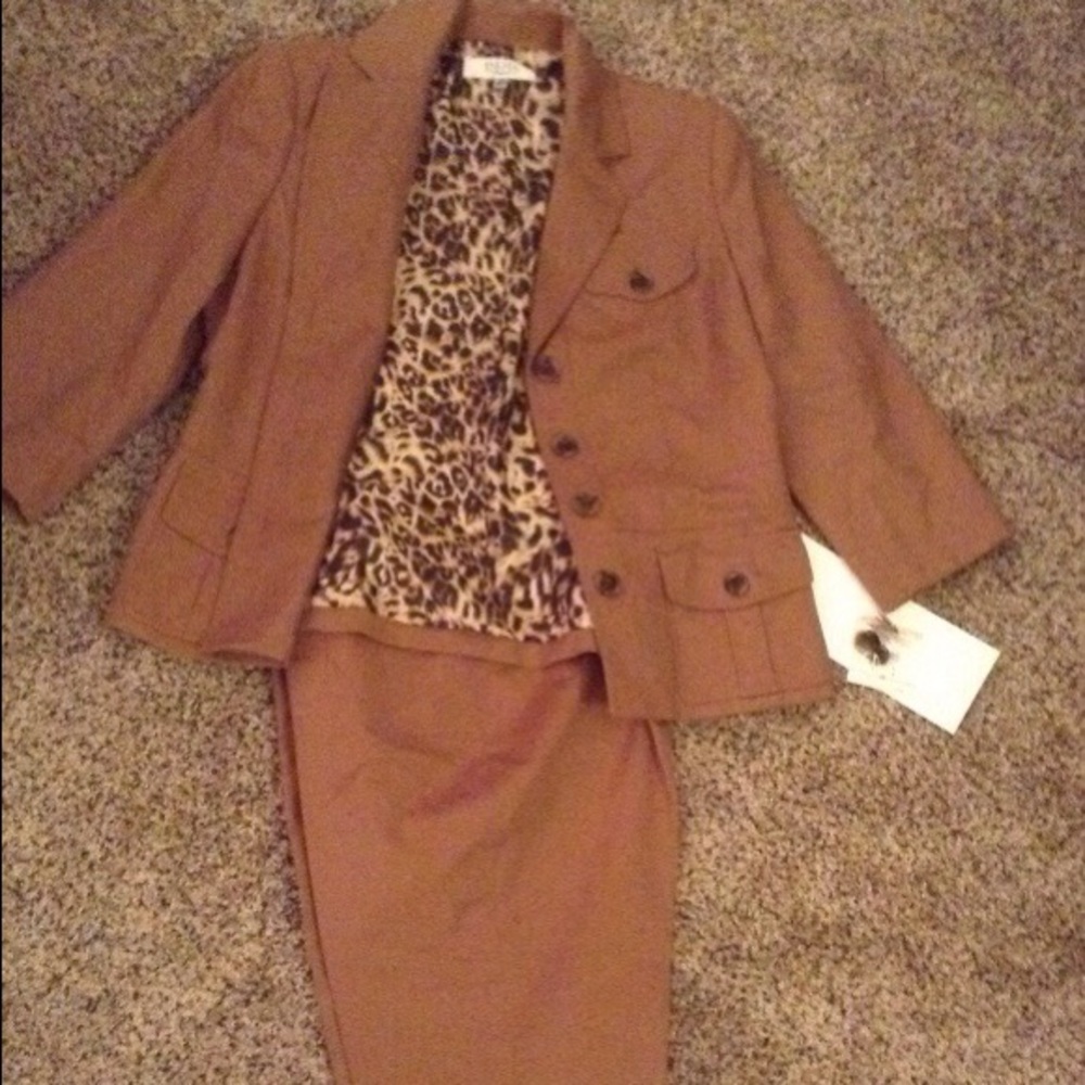 Tan Silk Pantsuit by Kasper